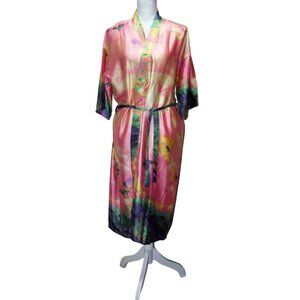 Stunning Asian Robe Kimono Watercolor Butterflies SIRUIYI XXL